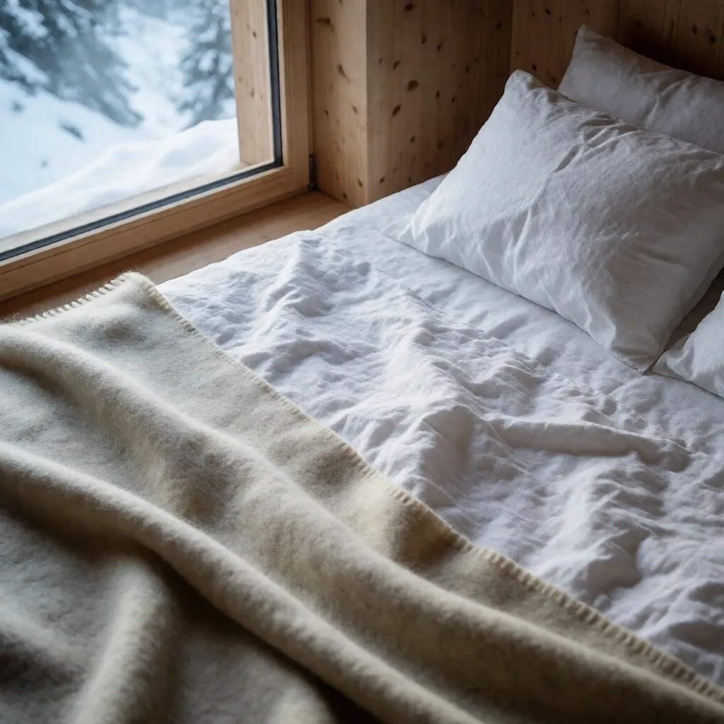Aufgeschlagenes weißes Leinen auf einem Bett