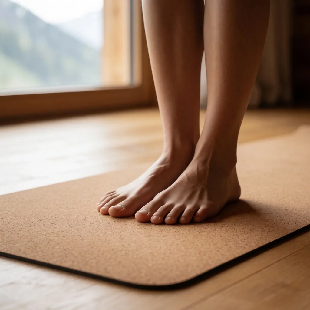 Füße auf einer Yogamatte in einem Studio